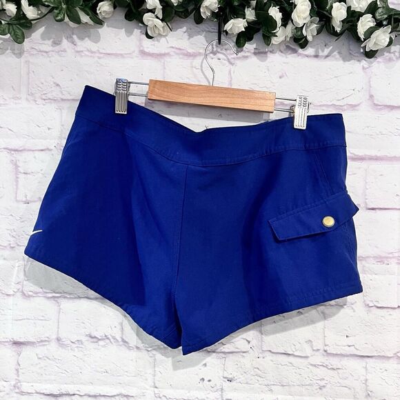 Nike Swim Shorts Quick Dry Unlined Blue Women's Size Medium Drawstring Waist - Picture 2 of 10